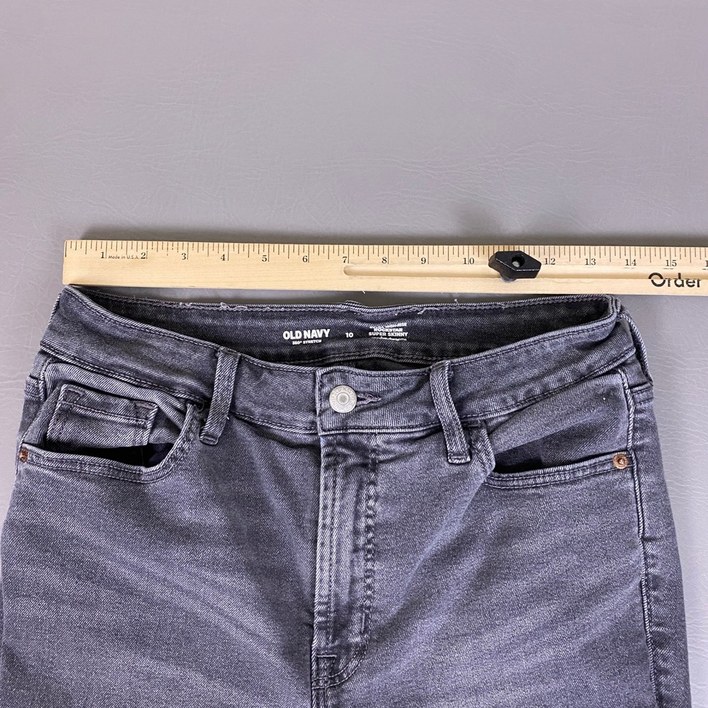 Old Navy Rockstar Jeans Size 10 Super Skinny Extra High-Rise Gray 360 Stretch - Picture 4 of 11
